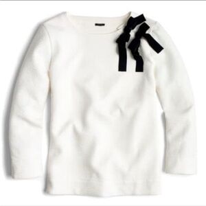 J.Crew Cream Textured Sweater with Black Accent